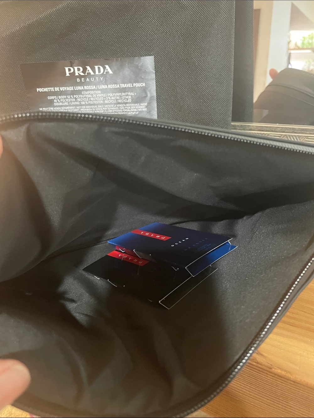 ๐ Prada Black Toiletry Pouch with Red Center Stripe - Picture 9 of 11